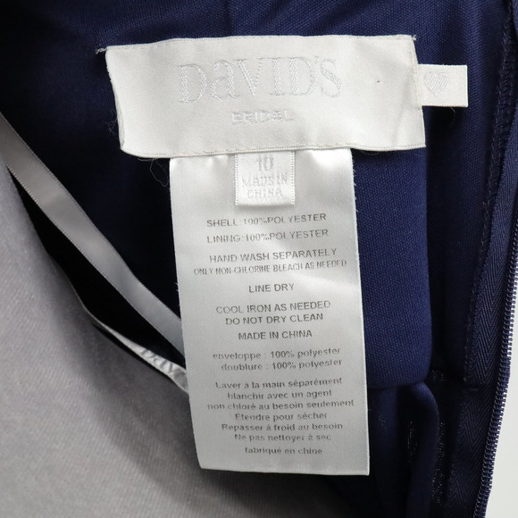 Davids Bridal Dress Womens 10 Blue Sweetheart Strappy Pleated Lined Wedding Prom - Picture 3 of 12